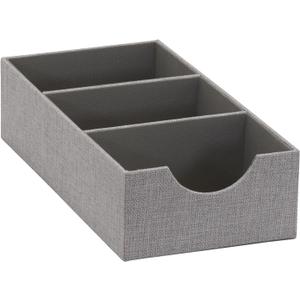 Household Essentials Grey 727-1 Deep 3 Section Drawer Organizer Box for Storage | 12 in x 6.13 in x 3.13 (Silver)