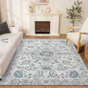 Area Rugs 8x10 for Living Room - Machine Washable Vintage Bedroom Rugs with Rubber Backing - Oriental Large Indoor Soft Floor Carpet for Dining Room Under Table Home Office,Blue/Green