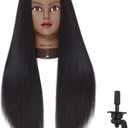 Hairingrid 26"-28" Mannequin Head Hair Styling Training Head Manikin Cosmetology Doll Head Synthetic Fiber Hair and Free Clamp Holder (R71919BY0220) Yaki-Black
