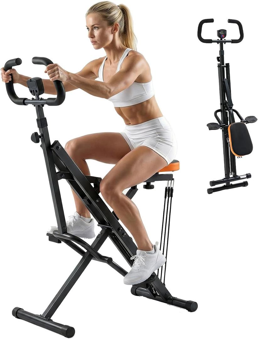 NEWBULIG Squat Machine, 330 LBS Capacity Glute Workout Equipment for Home | Full Body Exercise Rower with Adjustable Resistance, Foldable Glute Exercise Machine