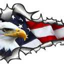 2 Pack American Bald Eagle Flag Car Decal Sticker, 7.48X4.33 Inch Patriotic Eagle Truck Decal Waterproof Bumper Sticker for Car Truck Trailer SUV Van Outdoor Window Wall Laptop Tablet Glass (Number 2)