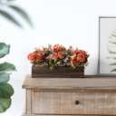 Dahey Centerpiece Table Decorations for Dining Room Farmhouse Living Room Fall Table Centerpieces Decor Wood Tray with 3 Artificial Flowers and 2 Eucalyptus for Kitchen Table, Orange