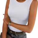 ANRABESS Womens High Neck Tank Tops Stretchy Sleeveless Racerback Sexy Slim Fit Basic Tee Shirts Y2K Trendy Summer Outfits (White, Small)