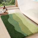 DEXI Bathroom Rugs Non Slip, 16x24 Washable Microfiber Bath Mat Quick Dry, Absorbent Ultra Soft Natural Mountains Bathmat for Shower Floor Tub Sink, Green