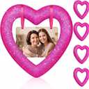 Colingmill 4 Pack 7.9 Inch Mother's Day Heart Foam Wreath 3D Glitter Foam Crafts Kits Heart Wreath for Mother's Day Home Door Wall Decor(Hot Pink)