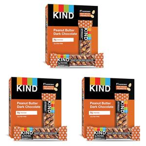 KIND Nut Bars, Peanut Butter Dark Chocolate, Healthy Snacks, Gluten Free, 8g Protein, 6 Count, BB: 08 May 2026 (Pack of 3)
