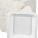 Remerry 100 Pcs Small 4 Inch Paper Plates Bulk Disposable Plates Paperse Fiber Wedding White Square Dessert Cake Party Snack Sugarcane Bagas Birthday Dinner Graduation Pet Feeding (4.41 x 5.24 Inch)