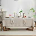 EVERLY Pure Linen Hemstitch Tablecloth,100% Stonewashed French Linen tablecloths for Kitchen Dining Rectangle Tables,60x108Inch Machine Washable Christmas Thanksgiving Organic Tablecloth-Natural Linen