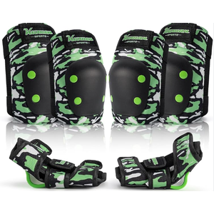 Kuxuan skates Knee Pads for Kids Youth Black Elbow Pads Wrist Guards for Girls Boys 7 in 1 Protective Gear Set with Gift Box in Skateboarding Biking Roller Skating Cycling Outdoor Sports (Large)
