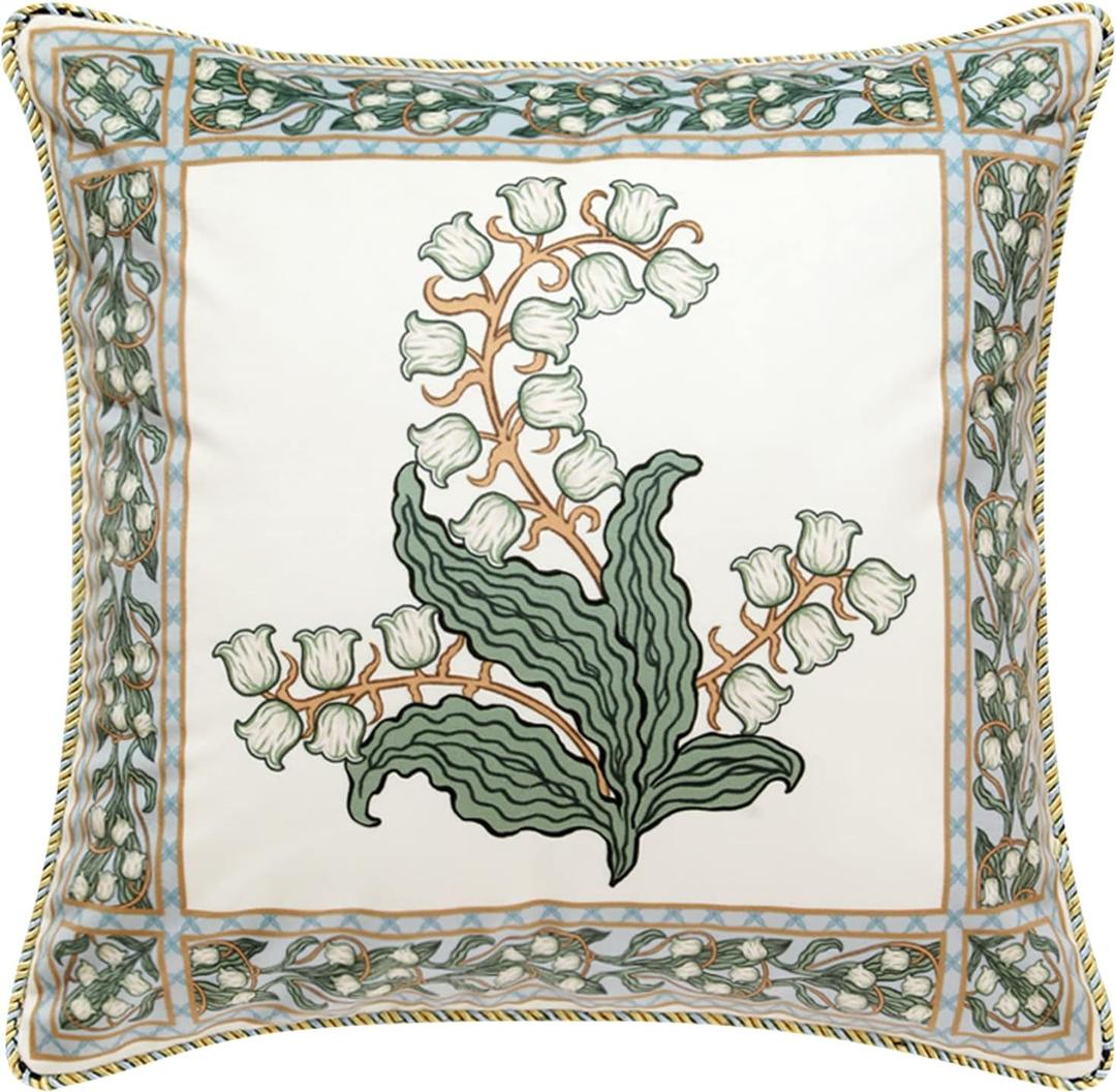 patdrea Decorative Square Throw Pillow Covers 18"X18",Velvet Soft Farmhouse Throw Covers,Floral Throw Pillow Case for Couch Sofa Bed Living Room