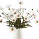 IPOPU White Artificial Poppy Flowers 6pcs Poppies White Artificial Flowers with Stems Silk Flower Arrangements for Wedding Centerpieces for Home Table Bridal Shower Party Decorations (White)
