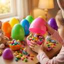 Qudoustar 12 Pack 6 Inch Jumbo Easter Eggs, Colorful Giant Plastic Fillable Eggs Bulk, for Easter Hunt Basket Stuffers Party Favors Classroom Prize Supplies Kids Boys Girls