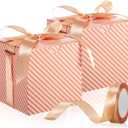 Dispowreath 48 Pcs 4x4x4 Christmas Gift Boxes with Ribbon Xmas Small Box with Lids Treat Boxes for Gift Wrapping Ornaments Wedding Holiday Birthday Party Favor(Stripe)