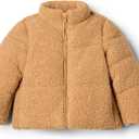 Amazon Essentials x Sofia Grainge Unisex Toddlers and Babies' Teddy Puffer Jacket, Winter Coat, Fleece Lined (3T, Camel)
