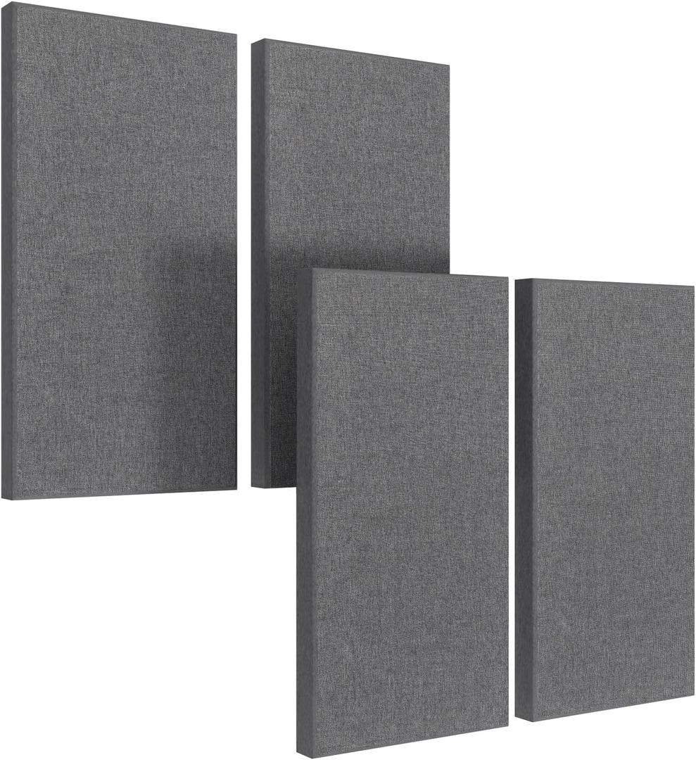 UMIACOUSTICS 4 PCS Fiberglass Acoustic Panels, 2 Thick 23.6" x 11.8" Sound Absorbing Panels , Heather