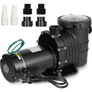 Hitgrand 2HP Self Primming Pool Pump, Inground Above Ground Swimming Pool Pump Upgraded 110V/220V Dual Voltage, 1500W 60HZ Single Speed Pumps with Strainer Basket Silent Operation