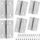 6 PCS Door Hinges 2 inch Stainless Steel Small Hinges Cabinet Hinges for Mini Door, DIY Wooden Box, Furniture, Woodworking Craft Project, Rust-Resistant, 24 Screws, Silver