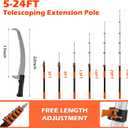 30FT Manual Pole Saw for Tree Trimming, 5-24FT Telescoping Extension Pole with Flip-Lock & Screw Dual Locking, 19" 3X Detachable Pruning Saw Head, Yard Maintenance Pruner for Garden Palms Shrubs