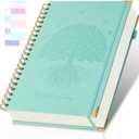 Spiral Notebook, College Ruled Notebook, 8.5" x 11", 300 Pages Leather Journals for Writing, A4 Hardcover Journaling Notebooks for Work School, 24pcs Tabs, Large Embossed Journal for Women Men, Teal
