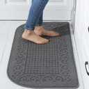 COSY HOMEER 39X20inch Anti Fatigue Kitchen Rug Mats are Made of 100% Polypropylene Half Round Rug Cushion Specialized in Anti Slippery and Machine Washable, Grey