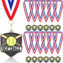 Trnayi 20 Pcs Softball Medals Bulk 2.4 Inch Metal Medal for Softball with Neck Ribbons Winner Award Prize Gift for Sports Tournaments Match Competitions Celebration and Party Favors