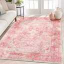MUJOO Pink Rugs for Bedroom 5x7 Area Rugs Girls Boho Rugs for Living Room Washable Rug Non Slip Throw Carpet for Bedside Dorm Dining Room Indoor Soft Light Pink Floral Home Decor