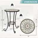 VCUTEKA Outdoor Side Table Mosaic Patio Table Accent Tables Mosaic Tile Top Metal Frame Small End Tables Porch Beach Patio Garden Balcony Brown 14'', 14 inches x 14 inches x 21.85 inches