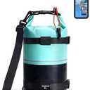 ECOHUB Waterproof Dry Bag for Women Men, 5L Roll Top Lightweight Dry Storage Bag Backpack for Travel Kayaking Hiking Floating with Waterproof Phone Case,Green