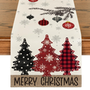 Artoid Mode Red Pine Trees Merry Christmas Table Runner, Winter Xmas Holiday Kitchen Dining Table Decoration for Home Party Decor 13x48 Inch