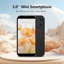 Mini Smartphone 3.0" HD Touchscreen - Unlocked Android Compact Mobile Phone for Kids & Students | Smallest Cell Phone for Travel Backup & Digital Detox | WiFi, GPS, Face ID, Dual SIM, 3G-Orange
