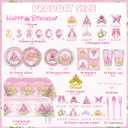 Princess Birthday Party Decorations, 278Pcs Princess Party Girls Decorations Set Includes Prin cess Plates Napkins Cups Tablecloth Serve 24, Shoulder Strap Crown, Banner garland cake Toppers Balloons