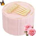 LIYH 100 Pcs Pink Gold Dessert Plates - 100 Pcs Gold Plastic Forks,Cake Plates Disposable with Forks, Appetizer Plates, Bridal Shower Party Plates for Birthday Wedding Party
