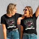 Women Pink Goes Good with Green Shirt Embroidery Musical Movie Shirts Witch and Princess Tee Musical Fan Gift Tops (Small, Deep Black)