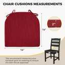 downluxe Indoor Chair Cushions for Dining Chairs, Soft and Comfortable Textured Foam Kitchen Chair Pads with Ties and Non-Slip Backing, 16" x 16" x 2", Red, 4 Pack