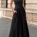 PRETTYGARDEN Cocktail Dresses for Women Formal 2026 Summer Sleeveless A Line Long Flowy Spring Wedding Guest Party Midi Dress (Black, XL)