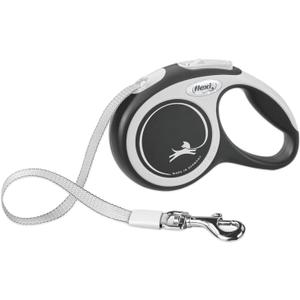 FLEXI New Comfort Tape Retractable Dog Leash for Large Dogs Upto 110 lbs.  26 ft., Nylon, Grey/Black| Tangle Free Pet Walking Leash with One-Handed Brake, Pause, Lock |German Quality Product