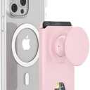 AUROX for MagSafe Wallet Stand, Magnetic Wallet Stand, for Magsafe Phone Grip Card Holder, Magnetic Card Wallet Holder with Collapsible Phone Grip, for iPhone 16 15 14 13 12 Series, Fit 3 Cardss, Pink