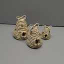 Jutom 3 Pcs Bee Hive Decor Honey Bee Tiered Tray Decor Summer Spring Honeybee Decorations Mini Jute Farmhouse Beehive for Kitchen Table Shelf Home Coffee Bar Themed Party(Straw Color)