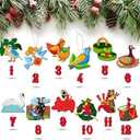 12 Pieces 12 Days of Christmas Ornaments Wooden Set 3.15 Inch Colorful Xmas Twelve Days of Christmas Hanging Ornaments for Xmas Tree (Irregular Style)