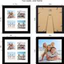 Hongkee 10x10 Picture Frame Set of 2, Real Glass and Black Collage Frame, Display Pictures Four Opening 4x4 With Mat or 10 x 10 Without Mat for Wall Hanging or Tabletop
