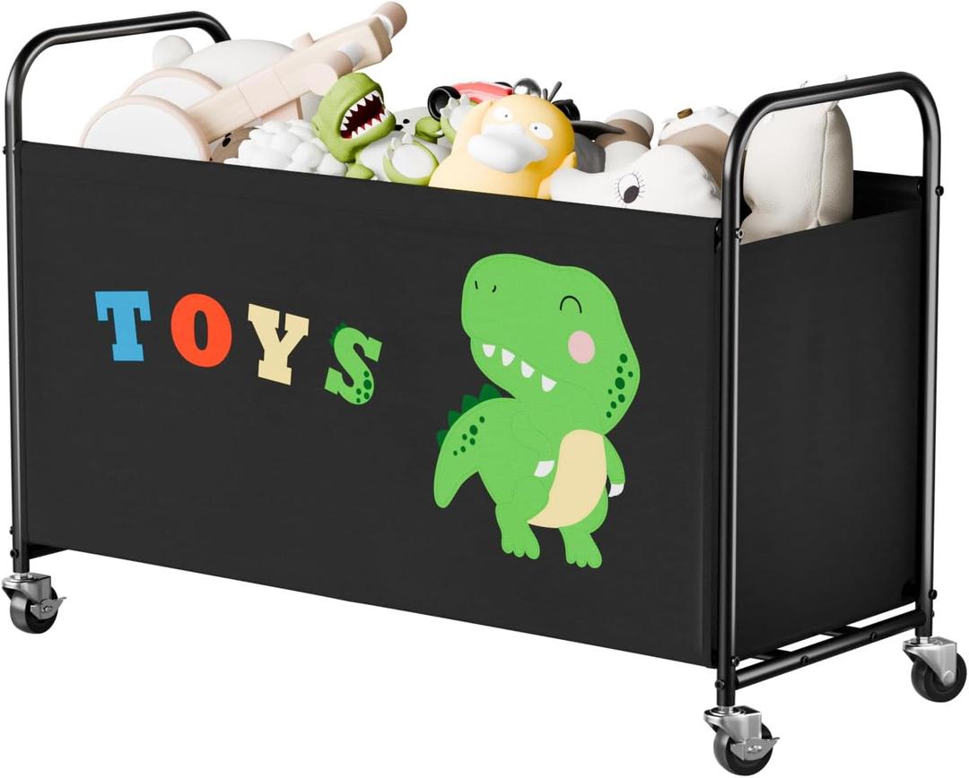 GRANNY SAYS Toy Box for Boys Girls, Large Toy Chest Storage with Wheels, Metal Kids Toy Storage Organizer for Stuffed Animals, 135L Kids Toy Bins for Bedroom, Living Room, Nursery, Black