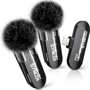 SYNCO Wireless Lavalier Microphone for iPhone, P2XL Professional Lapel Clip on Mics for Vlogging, Tiktok, YouTube Video Recording, Best External Lav Microphone for iPhone 14/13/12/11/X Lightning iOS