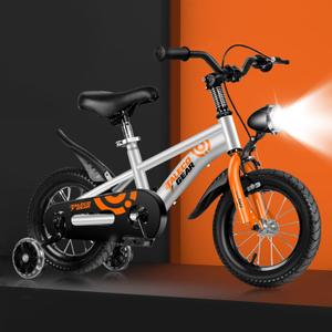 Kids Bike for Boys Girls, 12 Inch Bike with Training Wheels, Bicycle for Kids with Headlamp, Bike for Kids with Handbrake Sturdy Frame Adjustable Seat, Children Bicycle for Beginner Riders