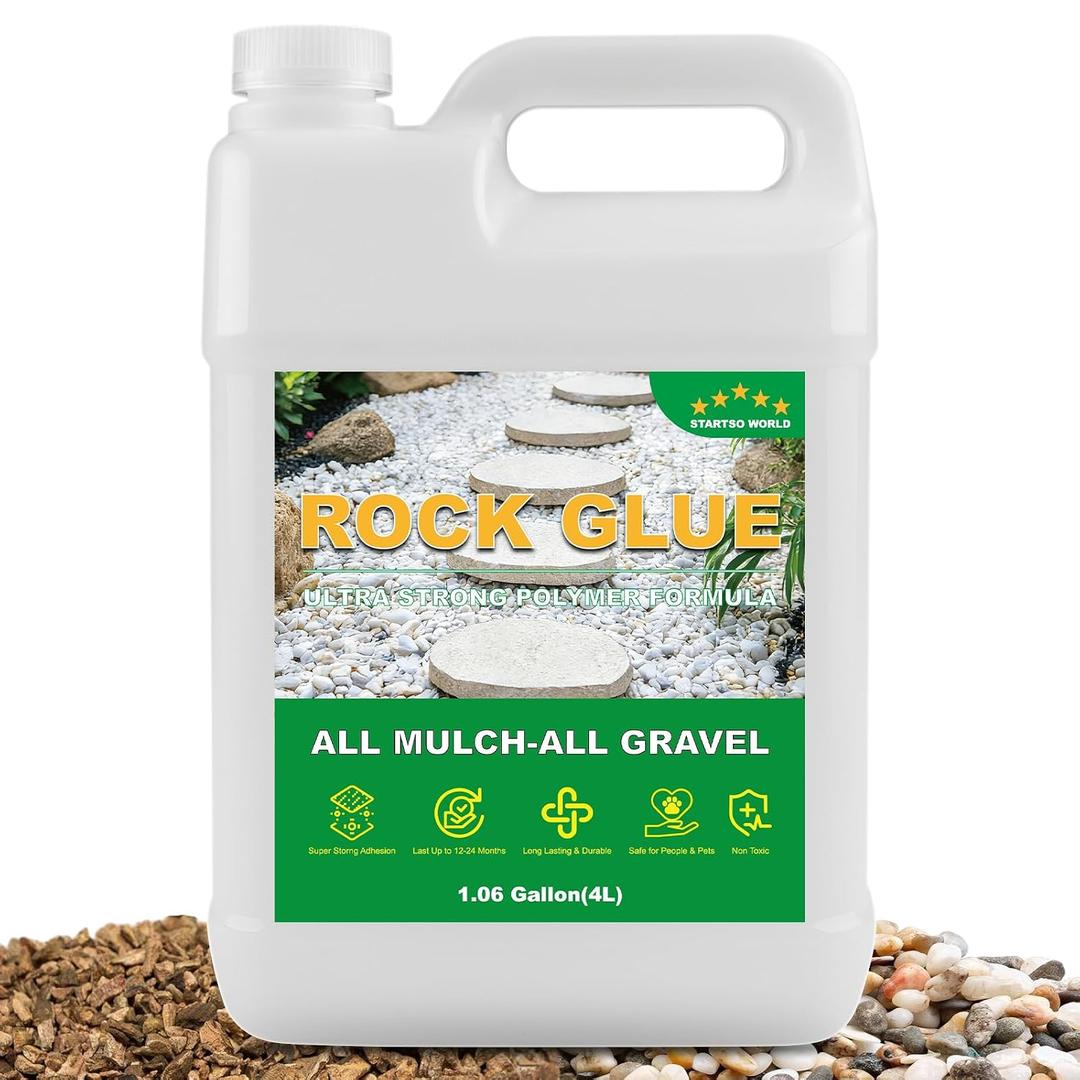 Rock Glue, Mulch Glue for Landscaping 1.06 Gallon Concentrated Gravel Binder & Stone Adhesive for Gravel,Pebbles Clear Stabilizer for Landscape, Walkways, Patios, Driveways