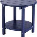 LZRS Round Adirondack Side Table Double End Table, Outdoor Side Tables for Patio, Backyard,Pool, Indoor Companion, Easy Maintenance & Weather Resistant(Navy Blue)