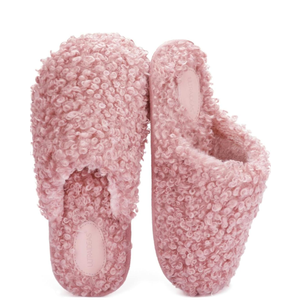ULTRAIDEAS Women's Fuzzy Slip-on Slippers, Cozy Indoor House Shoes with Memory Foam, Pink, US 7-8