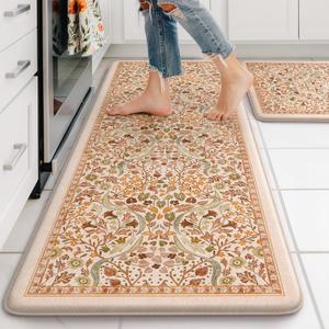 Collive Kitchen Rugs Sets of 2 Non Slip Washable, 20"x47"+20"x32"