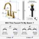 Bathroom Faucets for Sink 3 Hole, Hurran 4 inch Brushed Gold Bathroom Sink Faucet with Pop-up Drain and Supply Hoses, Stainless Steel Lead-Free Centerset Faucet for Vanity RV, 2 Pack