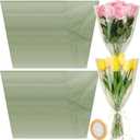 Jaloro 200 Pcs Green Flower Bags for Bouquets 17.7 x 11 Inch Mother's Day Large Plastic Flower Sleeves Bulk with Ribbon Florist Supplies for Wedding, Birthday, Spring Graduation Gift Wrapping, 1 count