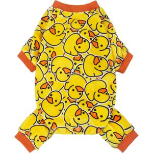Fitwarm Funny Duck Dog Pajamas, Dog Winter Clothes for Small Dogs Girl, Lightweight Velvet Pet Jumpsuit, Cat Onesie, Yellow, Medium